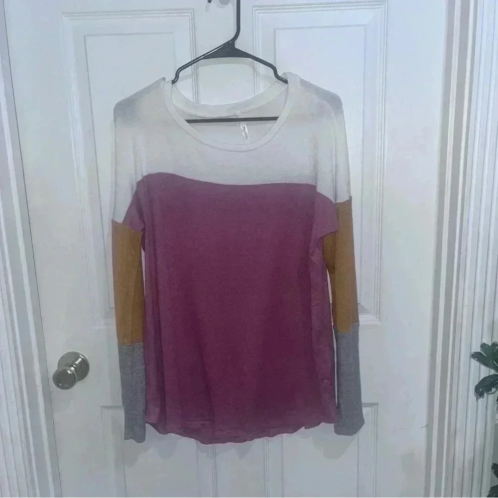 My story multicolored long sleeve sweater sz lg